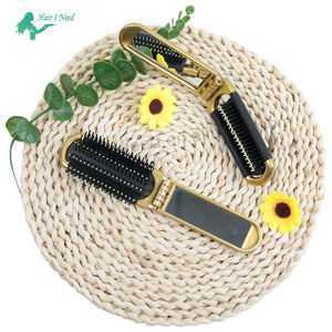 Personalisierbare kleine Taschenhaarbürste mit Logo, tragbarer, faltbarer Reise-2-in-1-Haarspiegelkamm, Mini-Make-up-Kämme mit Spiegel - Product Image 4