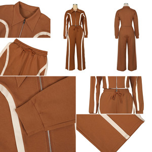 Conjunto Deportivo AL335 con Logotipo Personalizado para <span class=keywords><strong>Mujer</strong></span>, Manga Larga, Bloques de Color y Pantalones, Dos Piezas, <span class=keywords><strong>Ropa</strong></span> Deportiva para Correr - Product Image 4