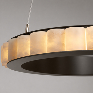 Modern Circular Alabaster Pendant <b>Lamp</b> With Cylindrical Natural Stone For Villa Lobby Home Hotel Project Hanging Light - Product Image 3