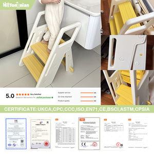 Escalera antideslizante para bebé, ayudante de baño, inodoro para niños, ayudante de aprendizaje debajo del fregadero, taburete con asas de seguridad - Product Image 5