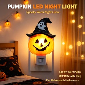 Luz Nocturna LED con Forma de Sombrero de Bruja de Calabaza de Halloween, Giratoria 360°, con Brillo Cálido Suave, Decoración Festiva, Regalo, OEM de Fábrica - Product Image 2