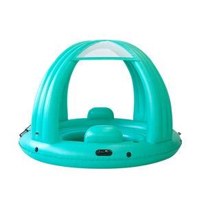 Isla flotante inflable con toldo para piscina, uso en hoteles y resorts al aire libre, capacidad para 5-10 personas, material de PVC - Product Image 5