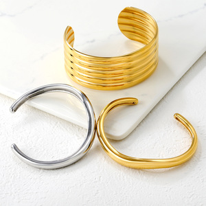 Geometric Open <b>Bangle</b> Gold Stainless Steel Women's Party Jewelry Fashion <b>Bracelet</b> - Product Image 2