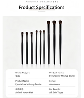 Lot de pinceaux à paupières professionnels en poils naturels avec manche métallique, assortiment deux pièces pour maquillage des yeux