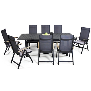 Jardín o Patio Metal negro Teslin neto Silla <span class=keywords><strong>de</strong></span> comedor <span class=keywords><strong>de</strong></span> muebles al aire libre <span class=keywords><strong>juego</strong></span> <span class=keywords><strong>de</strong></span> <span class=keywords><strong>mesa</strong></span> - Product Image 4