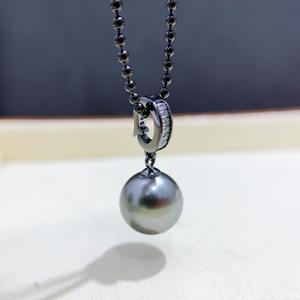 Pendentif en argent S925 WENCHI avec perles rondes de 9 à 13 mm, accessoires de perles DIY, support vide, collier noir 10374 Chine - Product Image 1