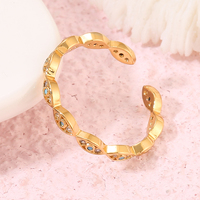 Bague œil de démon réglable en or plaqué 14 carats avec zircon cubique, bijoux tendance pour femmes