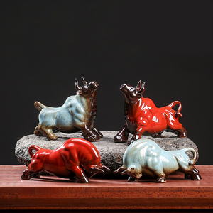 Adornos de cerámica de vaca Feng Shui para el hogar, atracción de riqueza, decoraciones de escritorio chinas, artesanías para el hogar y la Oficina, artesanías de resina - Product Image 1