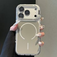 Étui de téléphone antichoc avec support de caméra invisible et armure magnétique pour iPhone 18 17 Pro Max 16 15, avec support d'objectif métallique