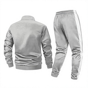 Men's Casual Two-Piece Sportswear <b>Set</b> Black Zip-Up Top Pants Fleece-Lined Elastic Waistband Regular Fit Front Winter - Product Image 3