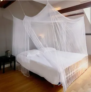 יוקרה 100% פוליאסטר מרובעת כילה נגד יתושים יחיד עד טווין XL בית מסך קמפינג למיטות חוץ לנסיעות ולשימוש ביתי