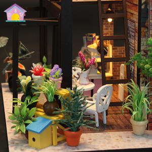 <span class=keywords><strong>Maison</strong></span> miniature en bois à assembler soi-même, modèle artisanal créatif, <span class=keywords><strong>maison</strong></span> de café en bois, accessoires pour filles - Product Image 5