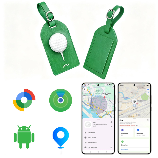 MiLi MiTag Duo Golf Bag Tracker Microfiber Leather for Find My Certified Smart GPS Navigation IPX65 Waterproof Real-Time