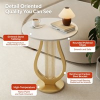 Table d'appoint de style harpe créative pour salon, petite table à thé en ardoise, table de chevet de style luxe léger