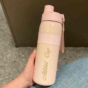 Bouteille d'eau sport moderne en acier inoxydable 316, isolée, avec poignée, double fonction de boisson, anti-fuite et grande capacité - Product Image 4