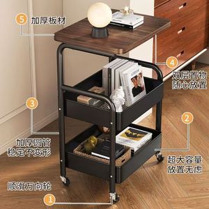 Movable Storage Cart Rectangle 6 Tier Easy To Move <b>Sofa</b> <b>Side</b> <b>Table</b> Bedroom Kitchen Living Room Organizer - Product Image 2