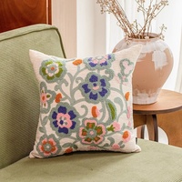 Coussin de dossier de canapé de salon en tissu avec fermeture éclair, motif brodé personnalisable style américain, plantes et fleurs