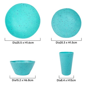 Assiettes à dîner en mélamine <span class=keywords><strong>turquoise</strong></span> mouchetée Bestwares en gros, réutilisables, écologiques, incassables, <span class=keywords><strong>vaisselle</strong></span> ronde en vrac - Product Image 3