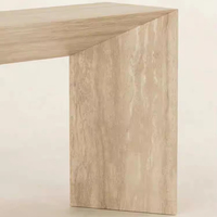 Wabi-sabi Table console rectangulaire de luxe en travertin beige Table d'entrée moderne simple pour meubles de maison et bureau à domicile