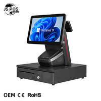 Terminal Punto de Venta Jesen Todo en Uno, Caja Registradora con Pantalla Táctil Capacitiva Antirrayaduras de 15.6 Pulgadas, Compatible con Cualquier Software