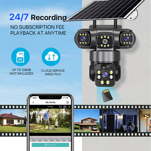 Atacado V380 PTZ Câmera ao ar livre impermeável Sem fio 4G Sim Card Solar Outdoor HD 3 Lens Home <span class=keywords><strong>Security</strong></span> CCTV Camera