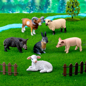 Miniature Figurines DIY Kids Forest Animal Toy <b>Simulation</b> Pig and Sheep Resin Party Farm Set Children's Educational Play Sets - Product Image 1