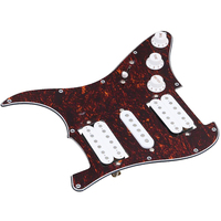 Plaque de protection de guitare pré-câblée 4 plis en écaille de tortue ST avec micros en céramique HSH et bouton