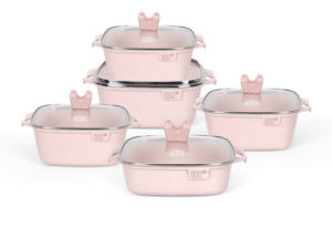 <span class=keywords><strong>MGC</strong></span> di qualità High-End 10 pz grande piatto quadrato nuovo stile con rivestimento in marmo antiaderente e unico coperchio in vetro - Product Image 3