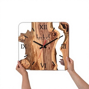 Kochut Wooden <b>Wall</b> <b>Clock</b> Irregular Shape Rustic Analog Quartz <b>Silent</b> Living Room Decor - Product Image 1