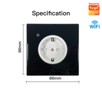 Aplicación de enchufe de Panel de vidrio templado Control remoto por voz Interruptor de enchufe de pared inteligente de la UE Funciona con la aplicación Tuya Smart Life