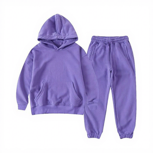 Conjunto Deportivo con Capucha Morado para Adultos Unisex, Talla Grande, 2 en 1, Estampado, Poliéster/Algodón, Color Sólido Informal, Manga Larga, Bolsillos Laterales - Product Image 1