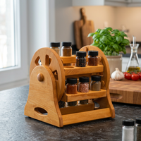 Étagère à épices en bois faite à la main, support de rangement pour herbes, organisateur de cuisine style ferme poli, décoration de Noël