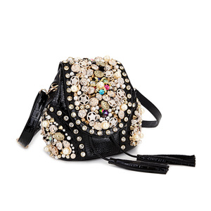 Diamond Crocodile Pattern Beaded Crossbody Mini <strong>Rucksack</strong> Bagpack <strong>Handbag</strong> Bucket <strong>Leather</strong> Outdoor Bag Women's Backpacks - Product Image 3