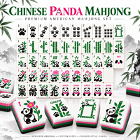 Jeu de Mahjong américain Panda chinois, design original, tuiles en acrylique à 4 couches avec tapis de Mahjong assorti