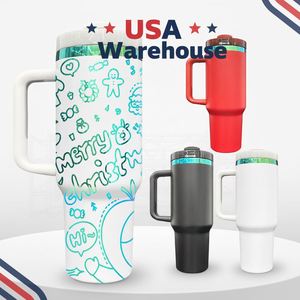 USA Double Wall Insulated 40oz Green Plated Coffee Tumbler with Handle <b>Thermal</b> Stainless Steel Travel <b>Mug</b> for Laser Engraving - Product Image 1