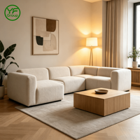 Canapé modulaire de qualité commerciale au design moderne, revêtement en bouclette épaisse, structure en bois massif pour projets hôteliers multi-appartements