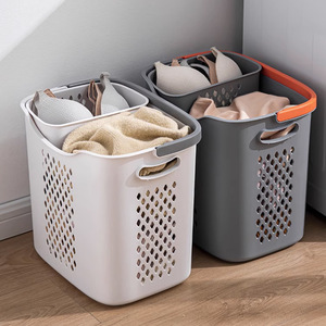 Plastic Laundry Basket <b>Rectangle</b> Portable Storage <b>Bin</b> For Bathroom Household Clothes Organizer PP Material Standing Type - Product Image 2