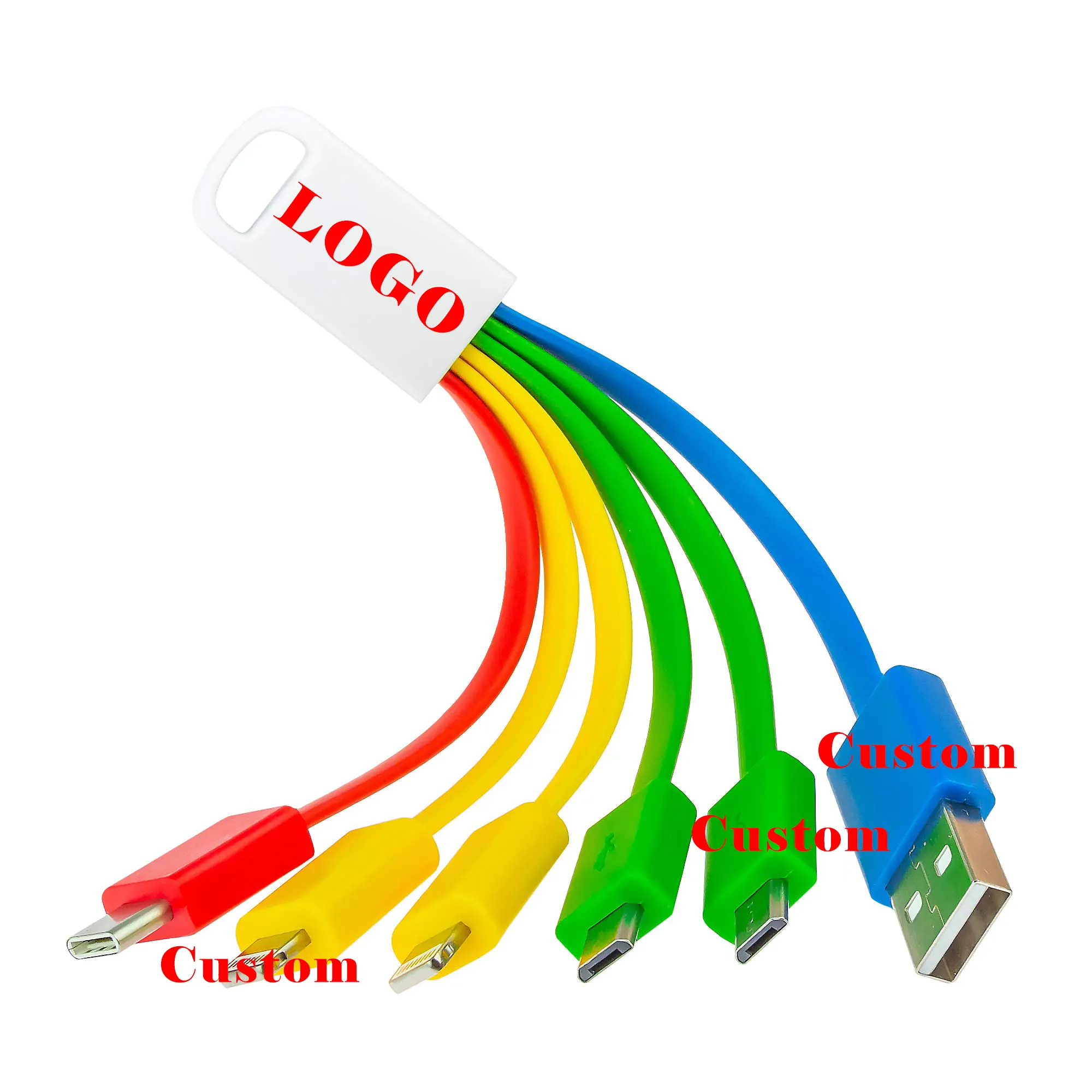 Custom 5 In 1 Charger Cord Type C Multi Universal USB 6 in 1 Charging Cable for iPhone Android