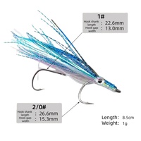 Leurre de pêche à la mouche artificiel 85 mm à double hameçon, effet lumineux, yeux 3D réalistes, tinsel flash, pour eau salée - Prix de gros