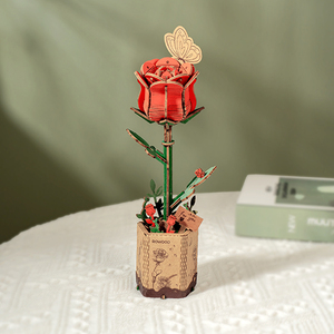 <span class=keywords><strong>Robotime</strong></span> US Warehouse Flor de madera artesanía flor montar Juguetes TW042 rosa roja modelo decoración de escritorio DIY rompecabezas <span class=keywords><strong>3D</strong></span> - Product Image 2