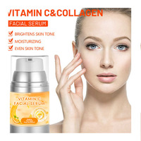 Sérum liquide hydratant pour le visage à l'acide hyaluronique et à la glycérine, avec vitamine C, or 24 carats et ingrédients biologiques, marque privée