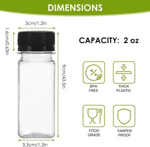 China Manufacture 2oz 60ml 100ml Juice <b>Bottles</b> <b>Plastic</b> French Square Shot <b>Bottle</b> for Lemon Apple Orange Juice - Product Image 3