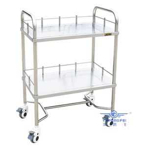 Chariot à instruments double couche en acier inoxydable Yu Pengfei 650x420x870mm, chariot de traitement hospitalier - Product Image 3