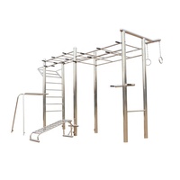 Appareil de fitness extérieur combiné en acier inoxydable avec barres de traction, barres de dips, barres de gymnastique, anneaux de suspension, équipement sportif à vendre