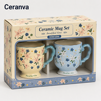 Mug Kopi Keramik Vintage Bermotif Bunga dengan Gagang - Desain Bunga Lukis Tangan Ideal untuk Teh dan Kopi untuk Penggunaan Sehari-hari & Hadiah