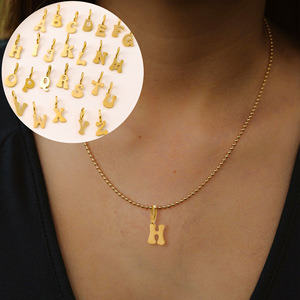 Mode acier inoxydable 26 initiale lettre breloques et pendentif accessoires acier inoxydable chanceux symbole collier cadeau d'anniversaire - Product Image 5