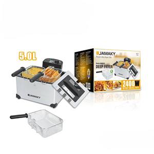 Friteuse à air à double panier pour usage en restaurant, 2400W haute puissance, thermostat 0-190 degrés, minuteur - Product Image 3