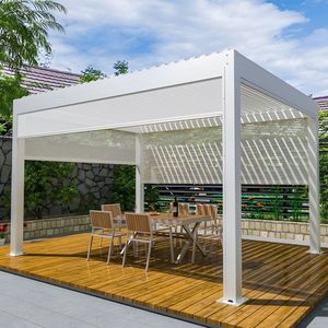<span class=keywords><strong>Pergola</strong></span> extérieure en aluminium Toit à persiennes réglable Gazebo de jardin motorisé imperméable <span class=keywords><strong>Pergola</strong></span> extérieure personnalisée de luxe en aluminium - Product Image 1