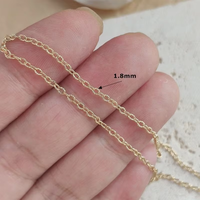 Chaîne de collier en or véritable 14 carats plaqué or, 1,8 mm, à motifs, chaîne ovale en forme de lien défaits, pour collier ras du cou, fabrication de bijoux