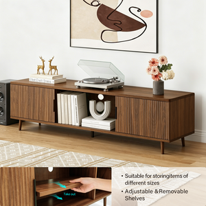 Mid Century Modern <b>TV</b> <b>Stand</b> 54.3 Inches With Open Shelves Entertainment Center Living Room Media Console - Product Image 4
